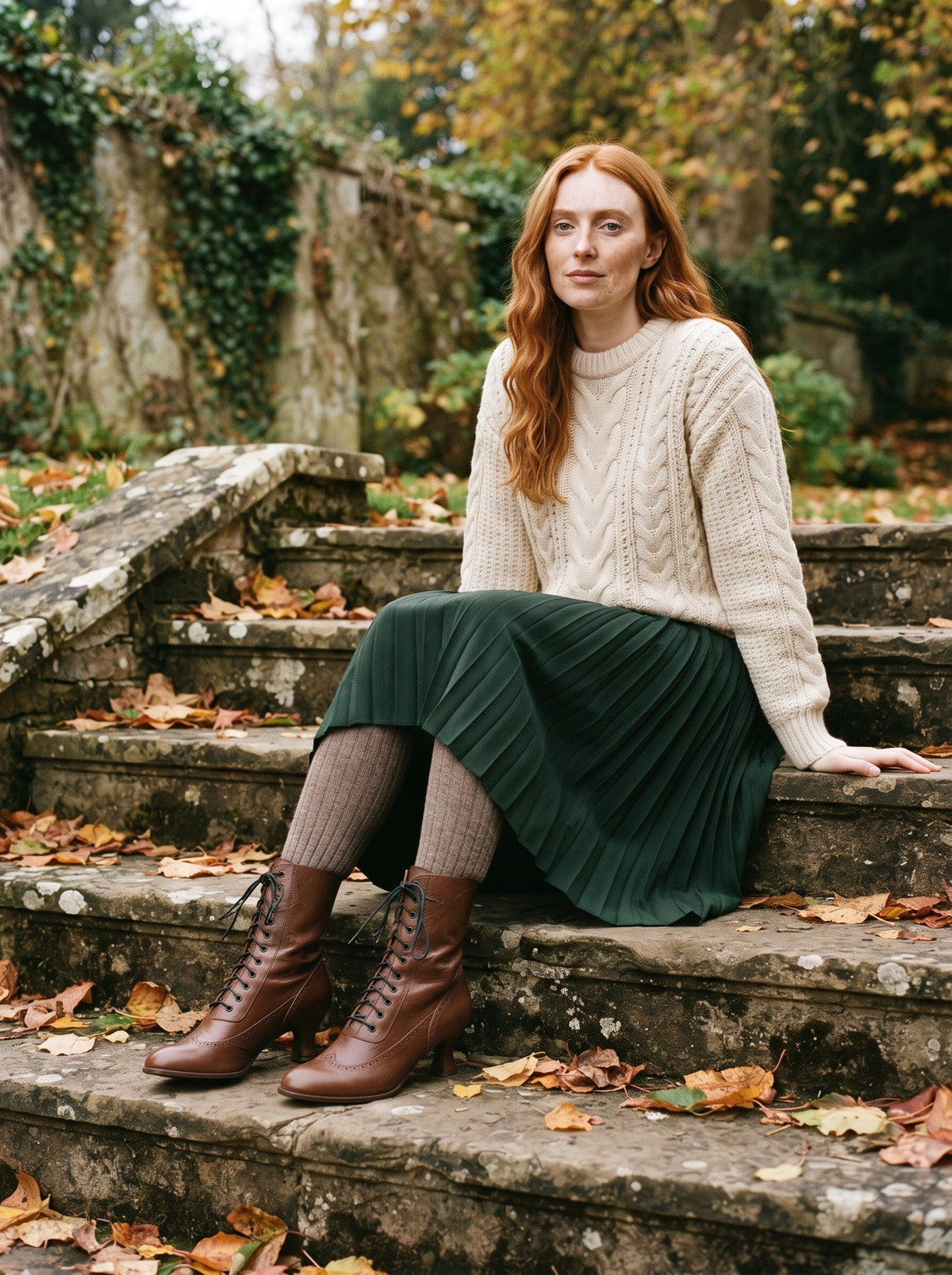 Women's Victorian Lace-Up Ankle Boots – Brown – lifestyle