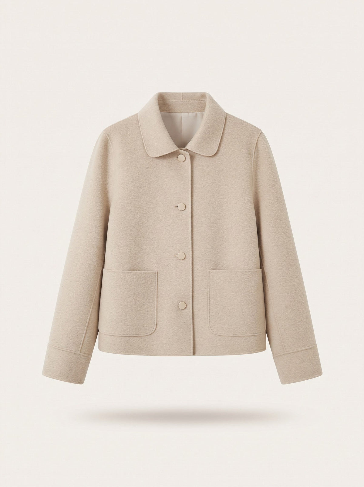 Women's Cropped Wool-Look Jacket – Beige – packshot