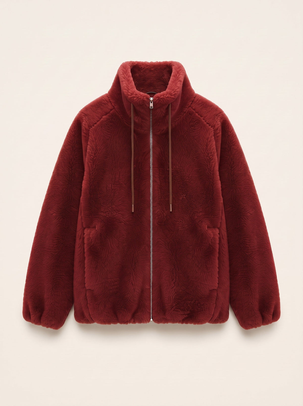 Women's Faux Shearling Jacket – Red – packshot