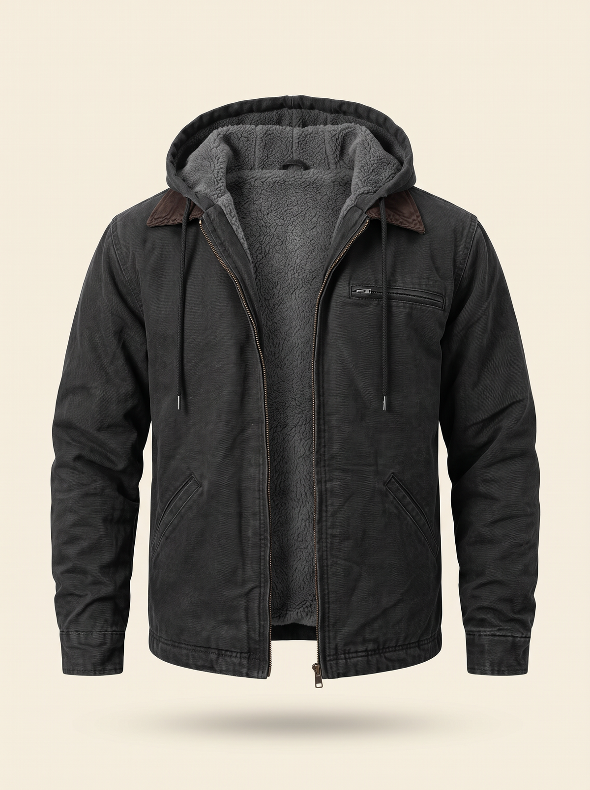 Men's Lightweight Jacket – Black – front view on plain background