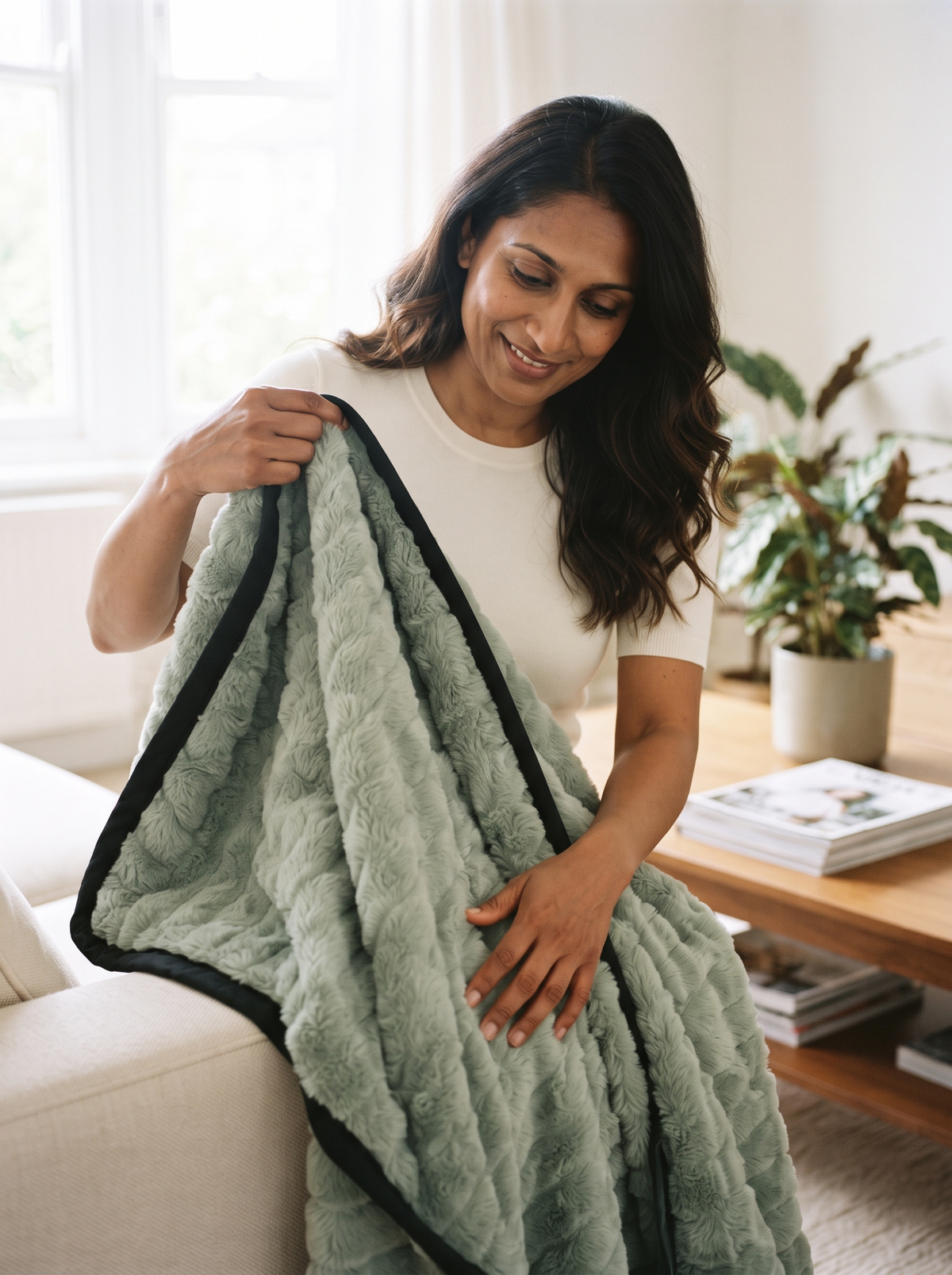 Plush Fleece Blanket – Green – lifestyle