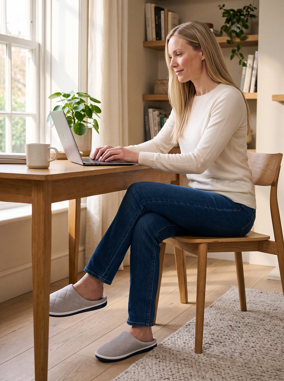 USB Heated Slippers – Grey – lifestyle