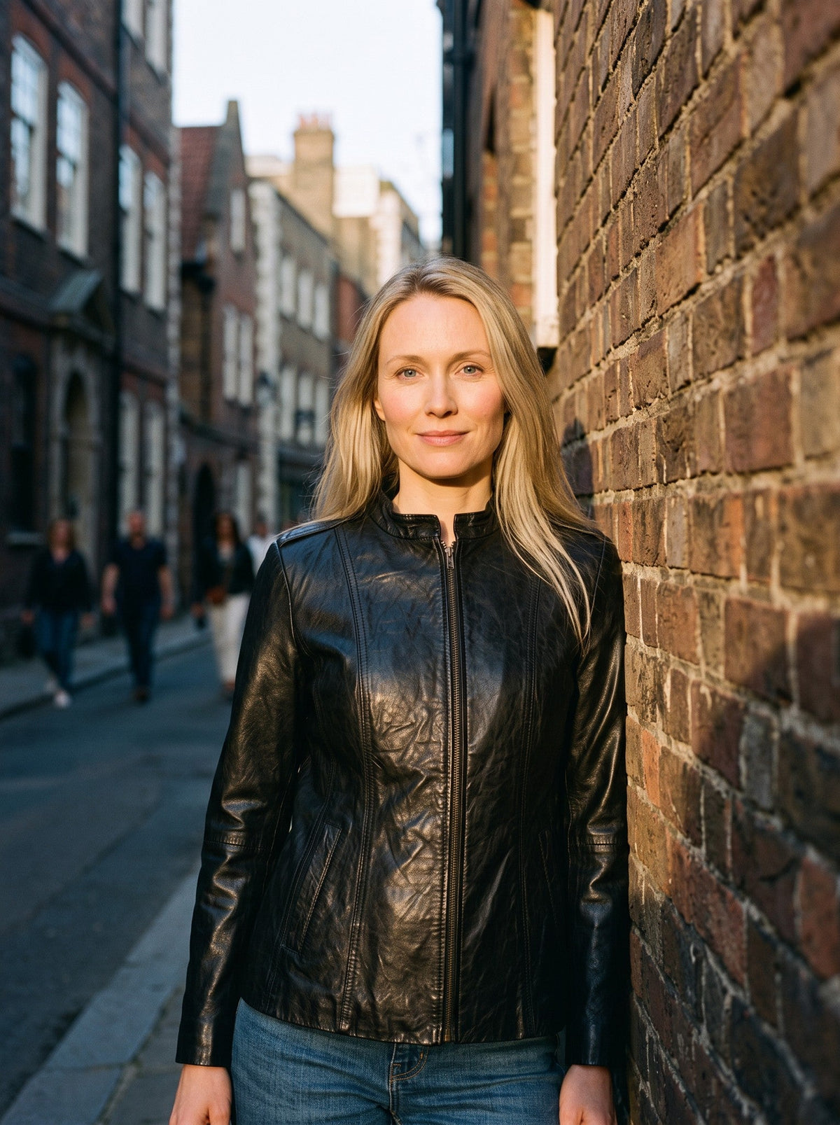 Women's Fitted Leather-Look Jacket – Black – lifestyle