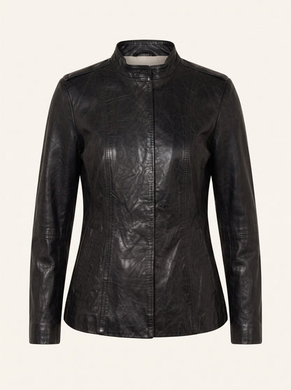 Women's Fitted Leather-Look Jacket – Black – packshot