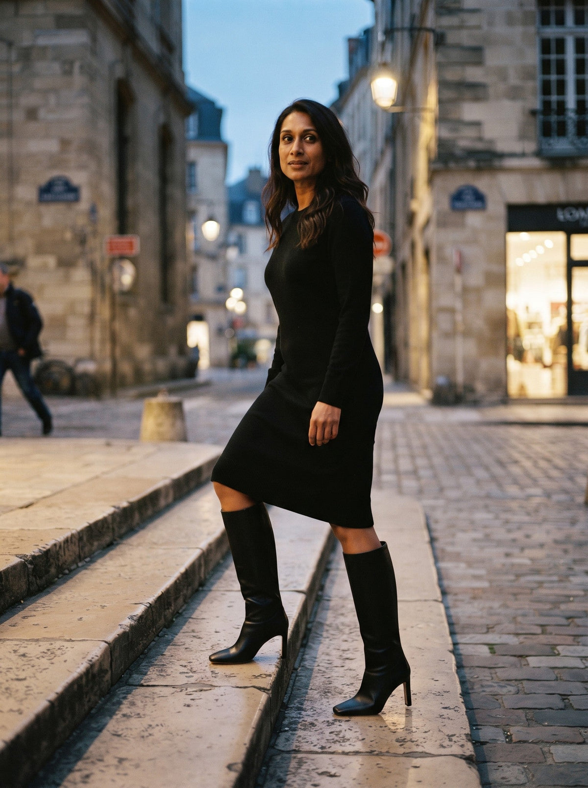 Women's Knee-High Stiletto Boots – Black – lifestyle