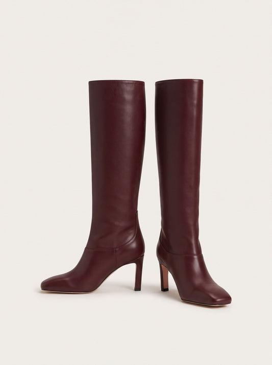 Women's Knee-High Stiletto Boots – Burgundy – packshot