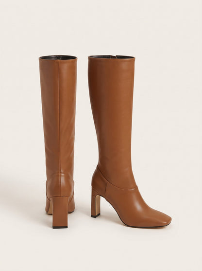 Women's Knee-High Stiletto Boots – Cognac – packshot