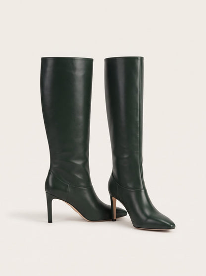 Women's Knee-High Stiletto Boots – Dark Green – packshot