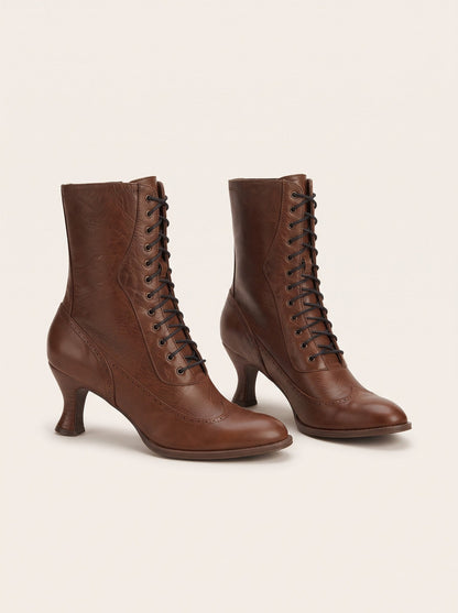 Women's Victorian Lace-Up Ankle Boots – Brown – packshot