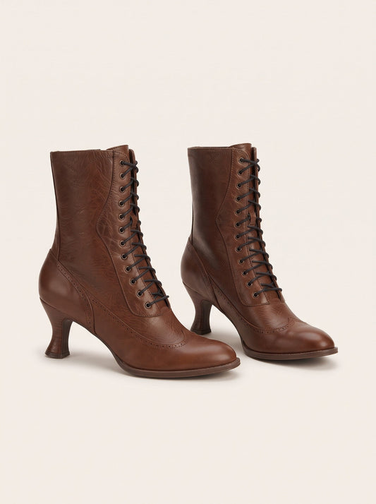 Women's Victorian Lace-Up Ankle Boots – Brown – packshot
