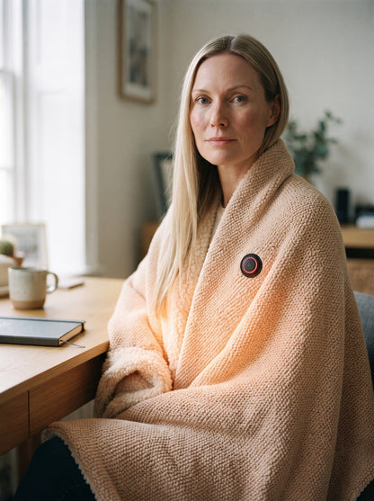 USB Heated Wearable Blanket – lifestyle, heating on