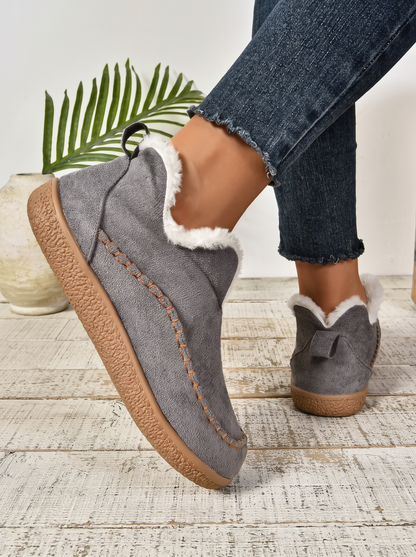 Women's Slip-On Ankle Boots – Grey – worn, on-foot view