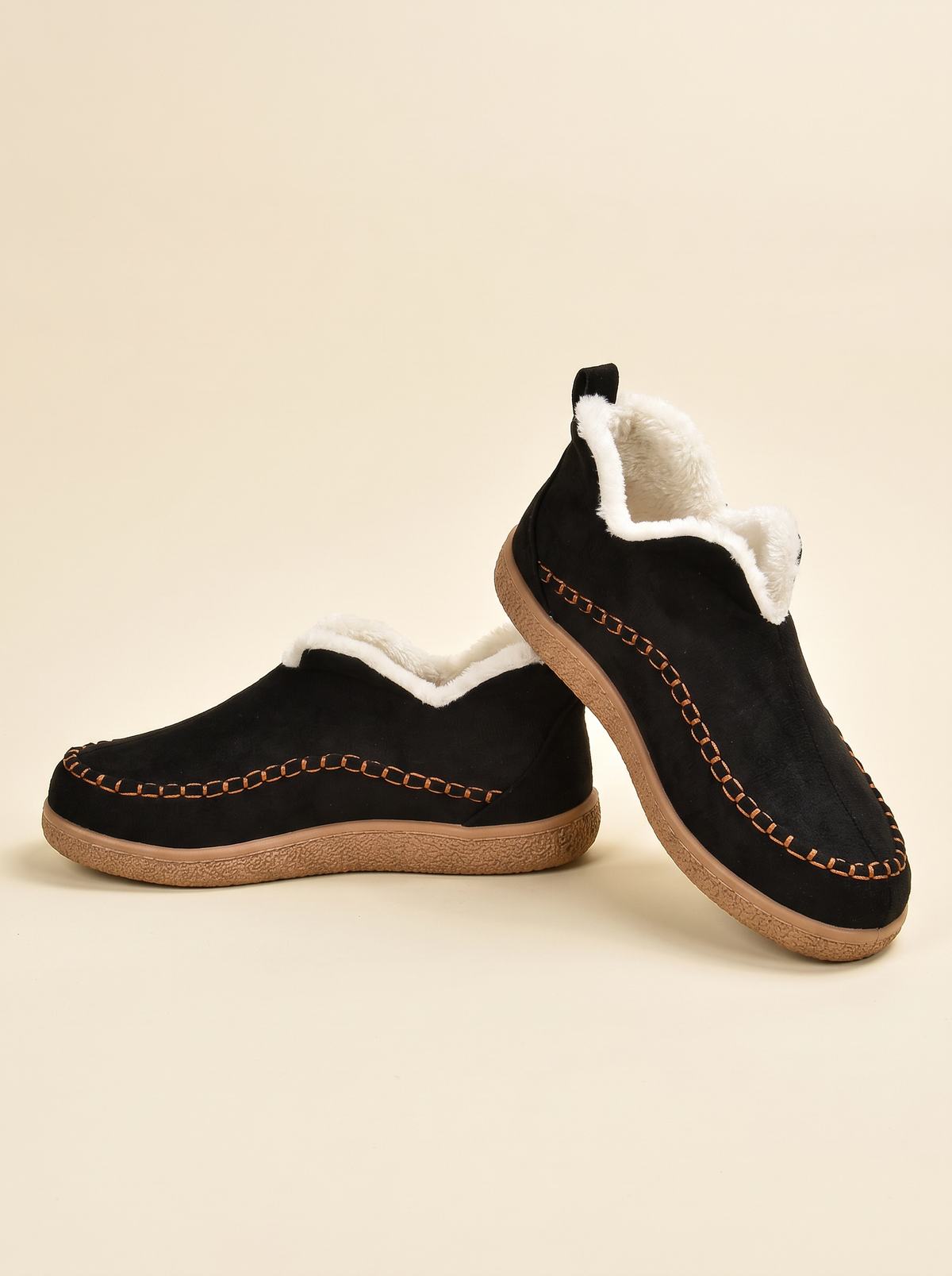 Women's Slip-On Ankle Boots – Black – pair on plain background