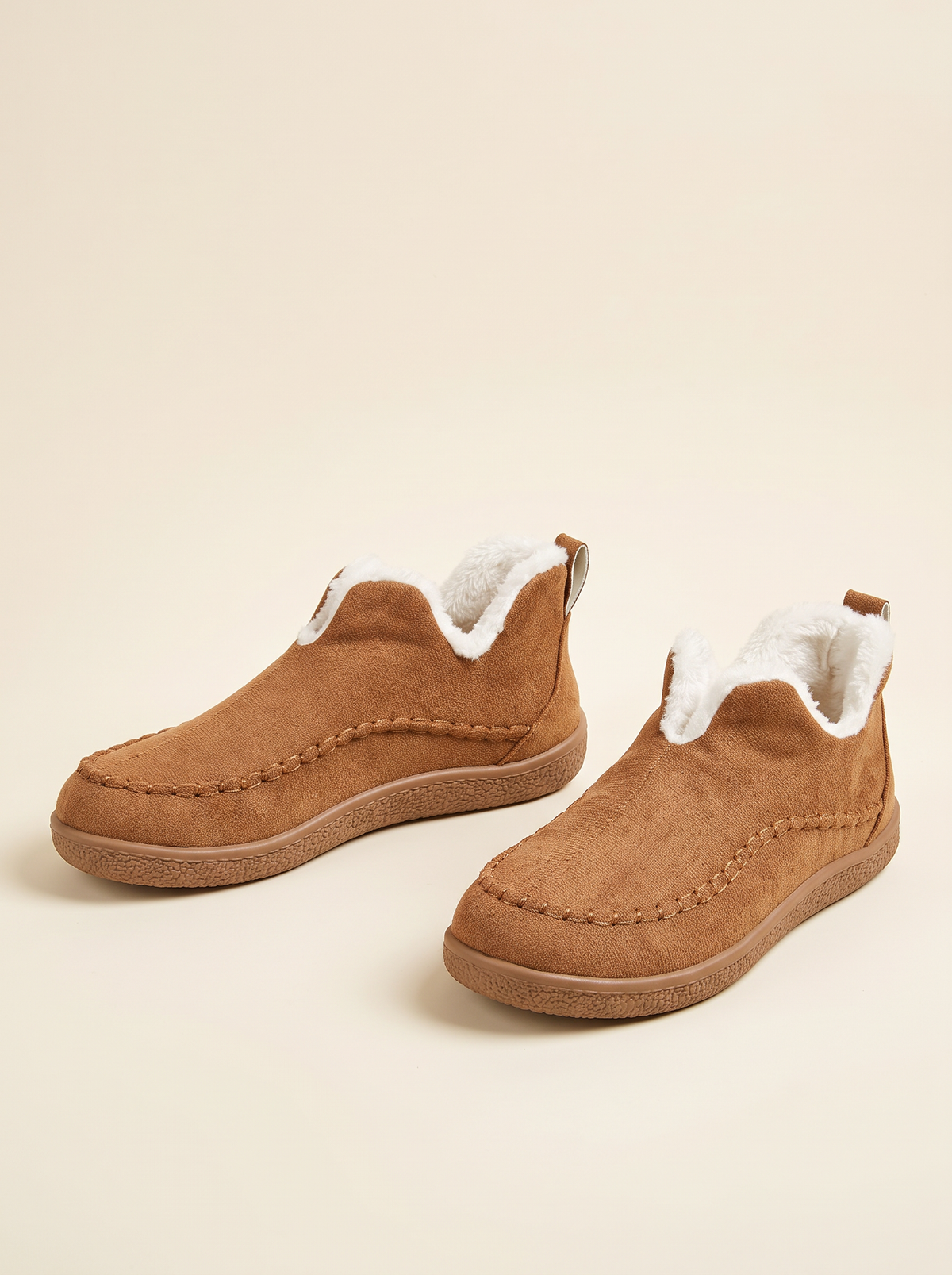 Women's Slip-On Ankle Boots – Brown – pair on plain background