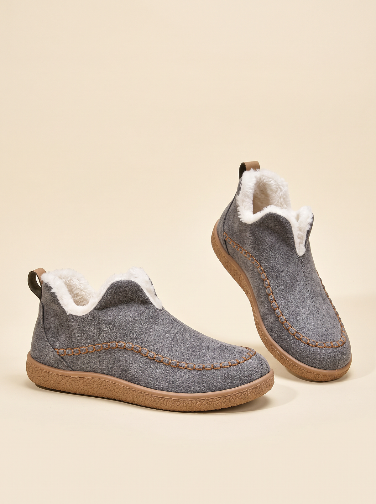 Women's Slip-On Ankle Boots – Grey – pair on plain background