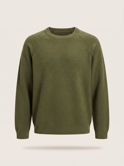 Men's Crew Neck Jumper – Army Green – packshot