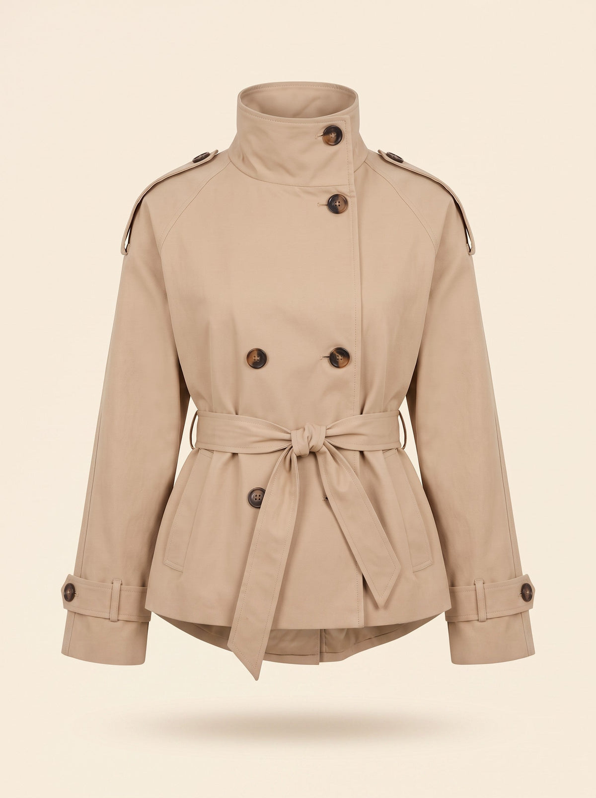 Women's Cropped Trench Coat – Beige – packshot