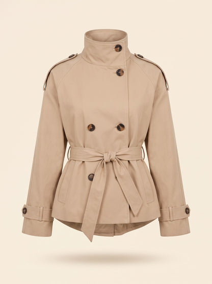 Women's Cropped Trench Coat – Beige – packshot