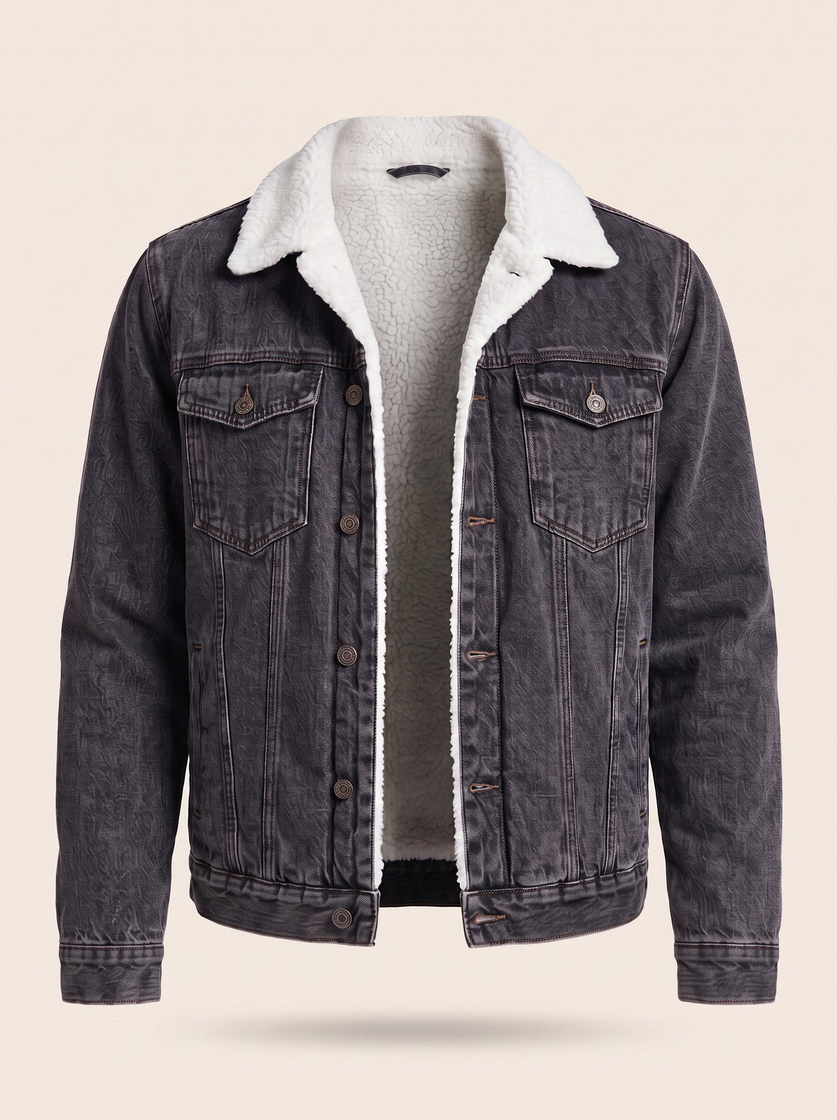 Men's Fleece Lined Denim Jacket – Black – packshot