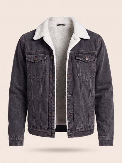 Men's Fleece Lined Denim Jacket – Black – packshot