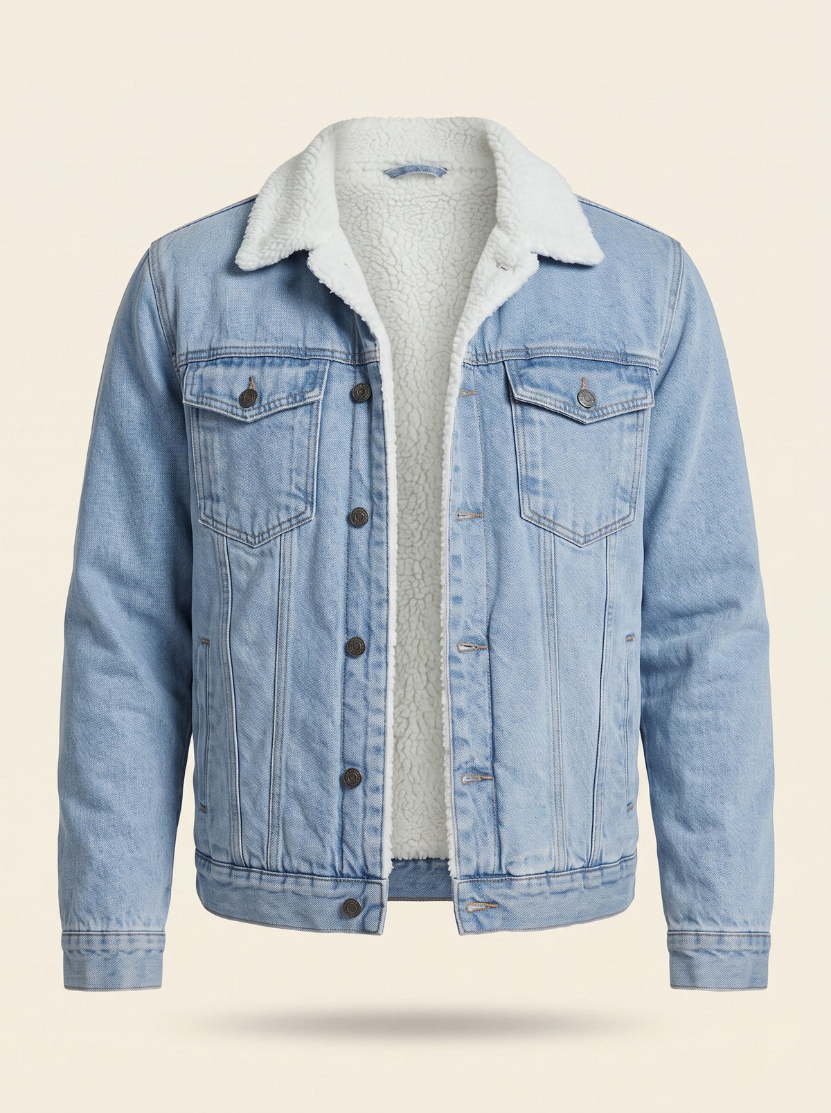 Men's Fleece Lined Denim Jacket – Light Blue – packshot