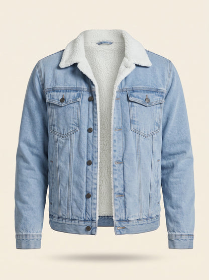 Men's Fleece Lined Denim Jacket – Light Blue – packshot