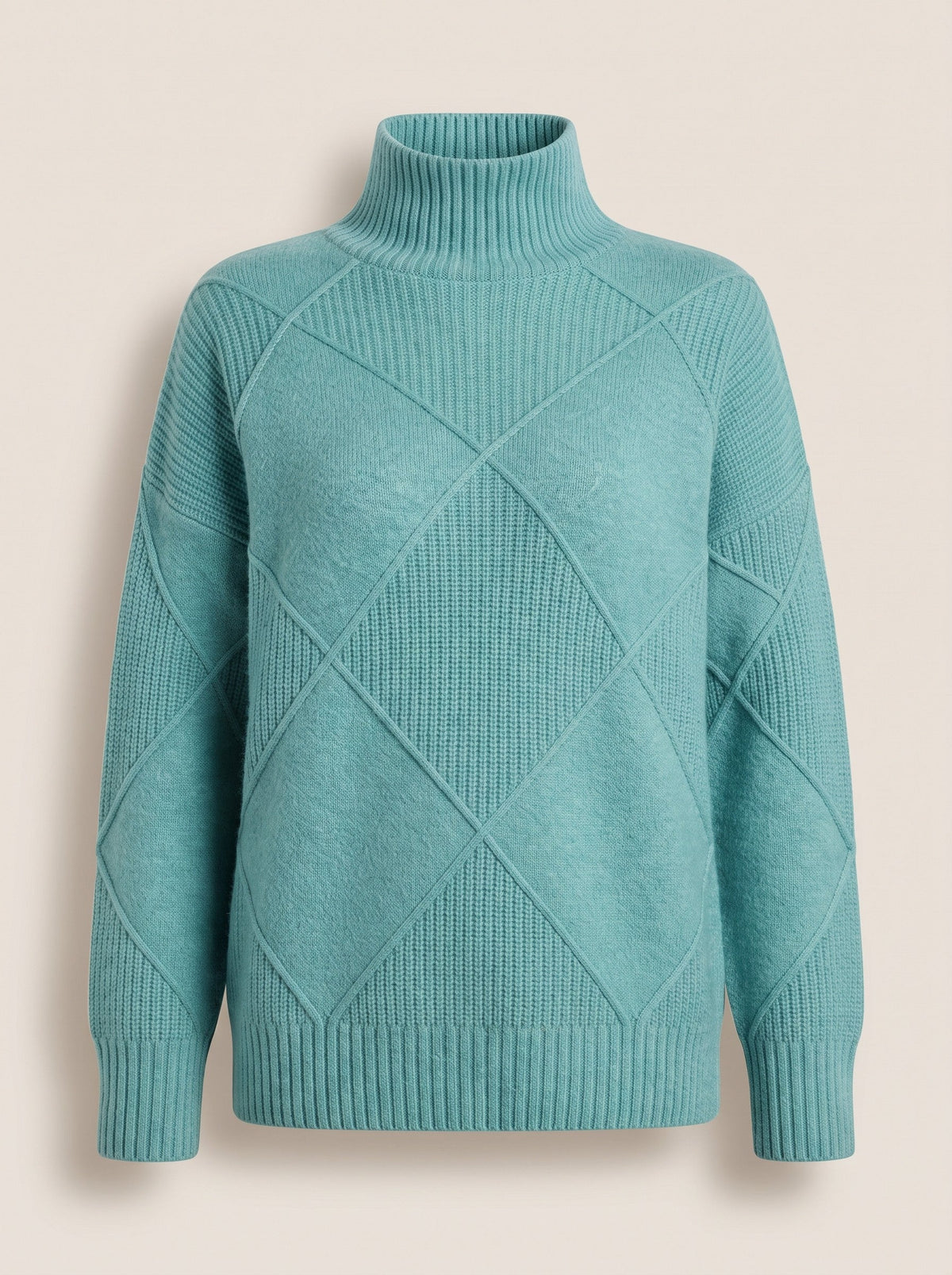 Women's Diamond Knit Turtleneck Jumper – Blue – packshot