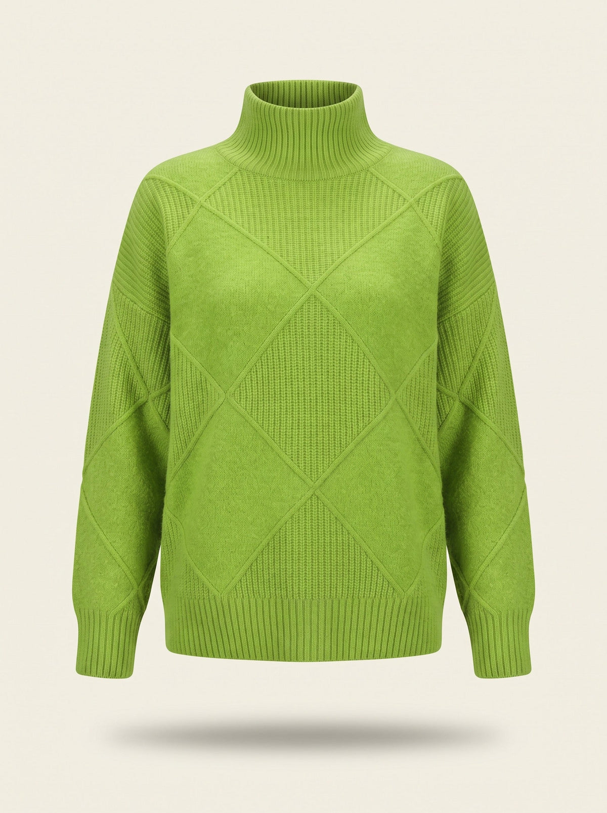 Women's Diamond Knit Turtleneck Jumper – Green – packshot