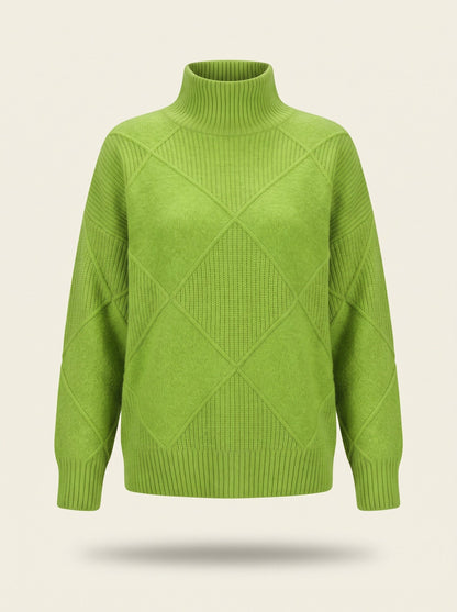 Women's Diamond Knit Turtleneck Jumper – Green – packshot