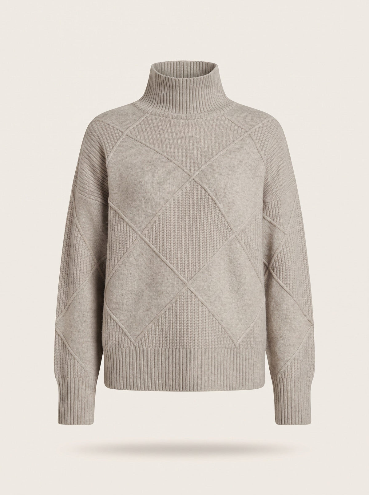 Women's Diamond Knit Turtleneck Jumper – Grey – packshot