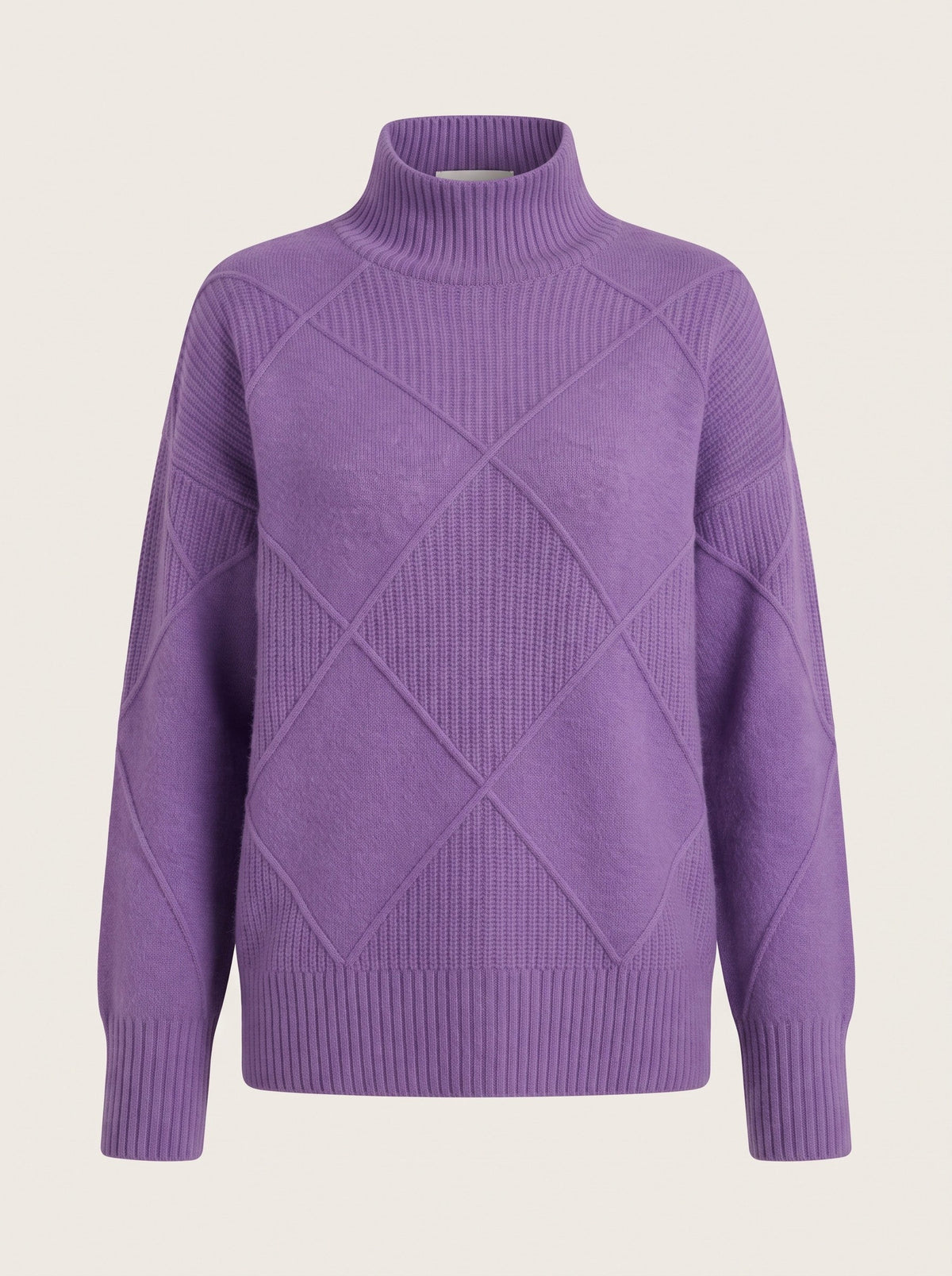 Women's Diamond Knit Turtleneck Jumper – Lilac – packshot