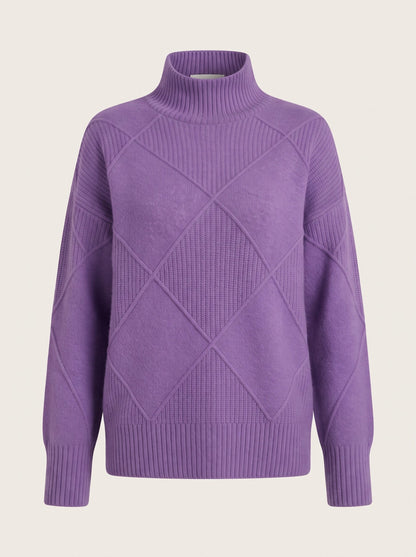 Women's Diamond Knit Turtleneck Jumper – Lilac – packshot