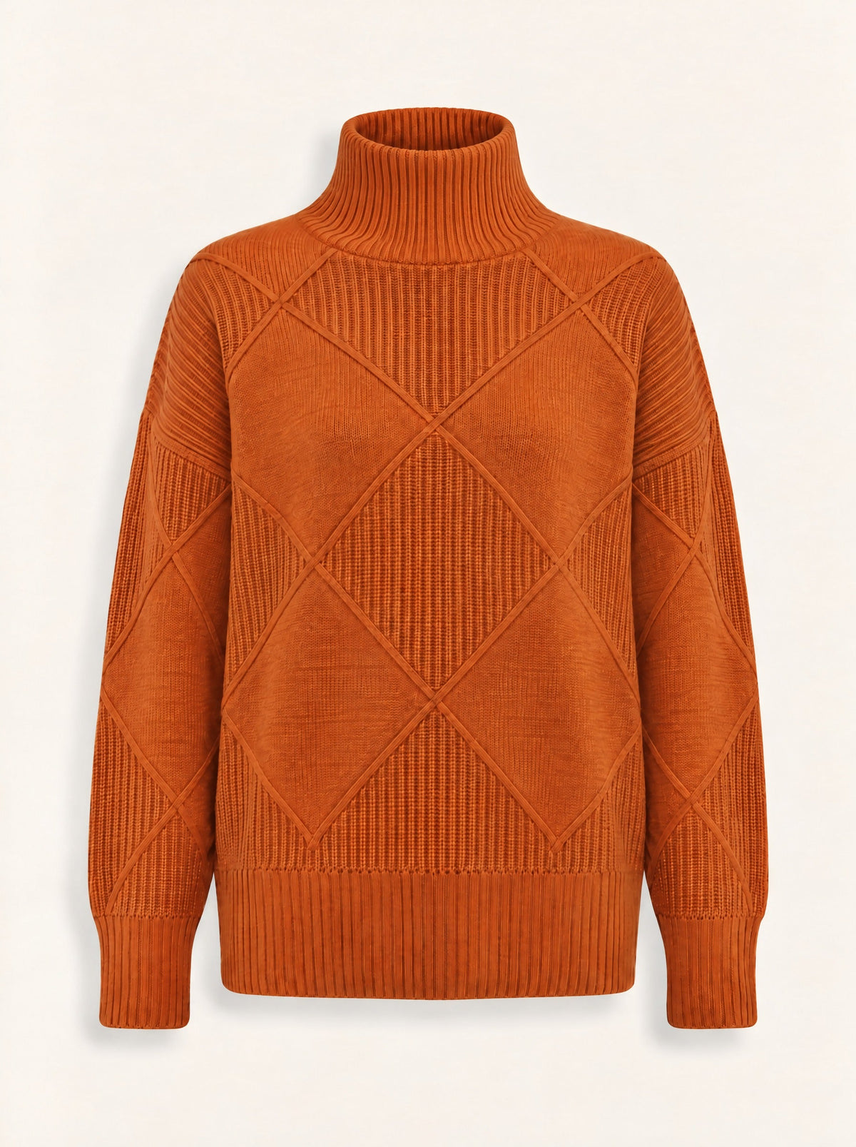 Women's Diamond Knit Turtleneck Jumper – Orange – packshot