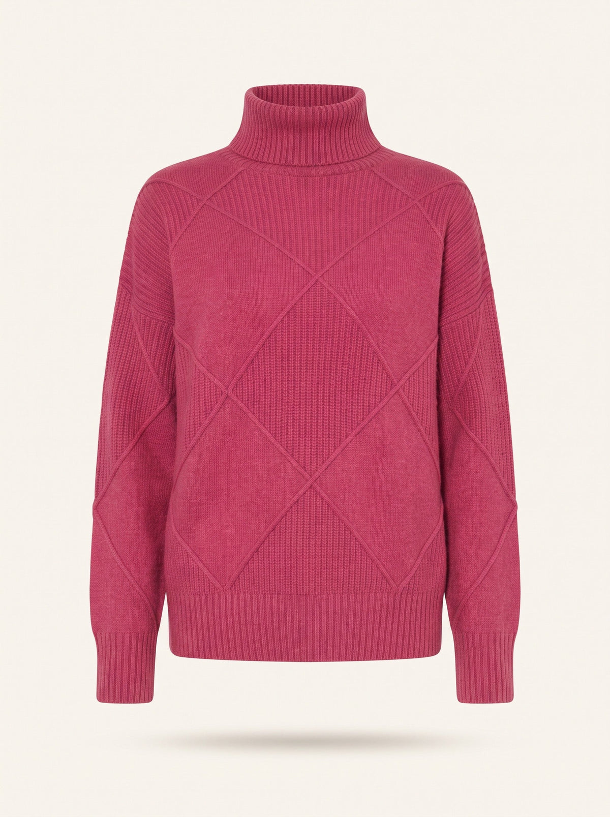 Women's Diamond Knit Turtleneck Jumper – Pink – packshot