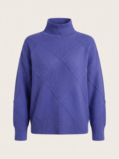 Women's Diamond Knit Turtleneck Jumper – Purple – packshot