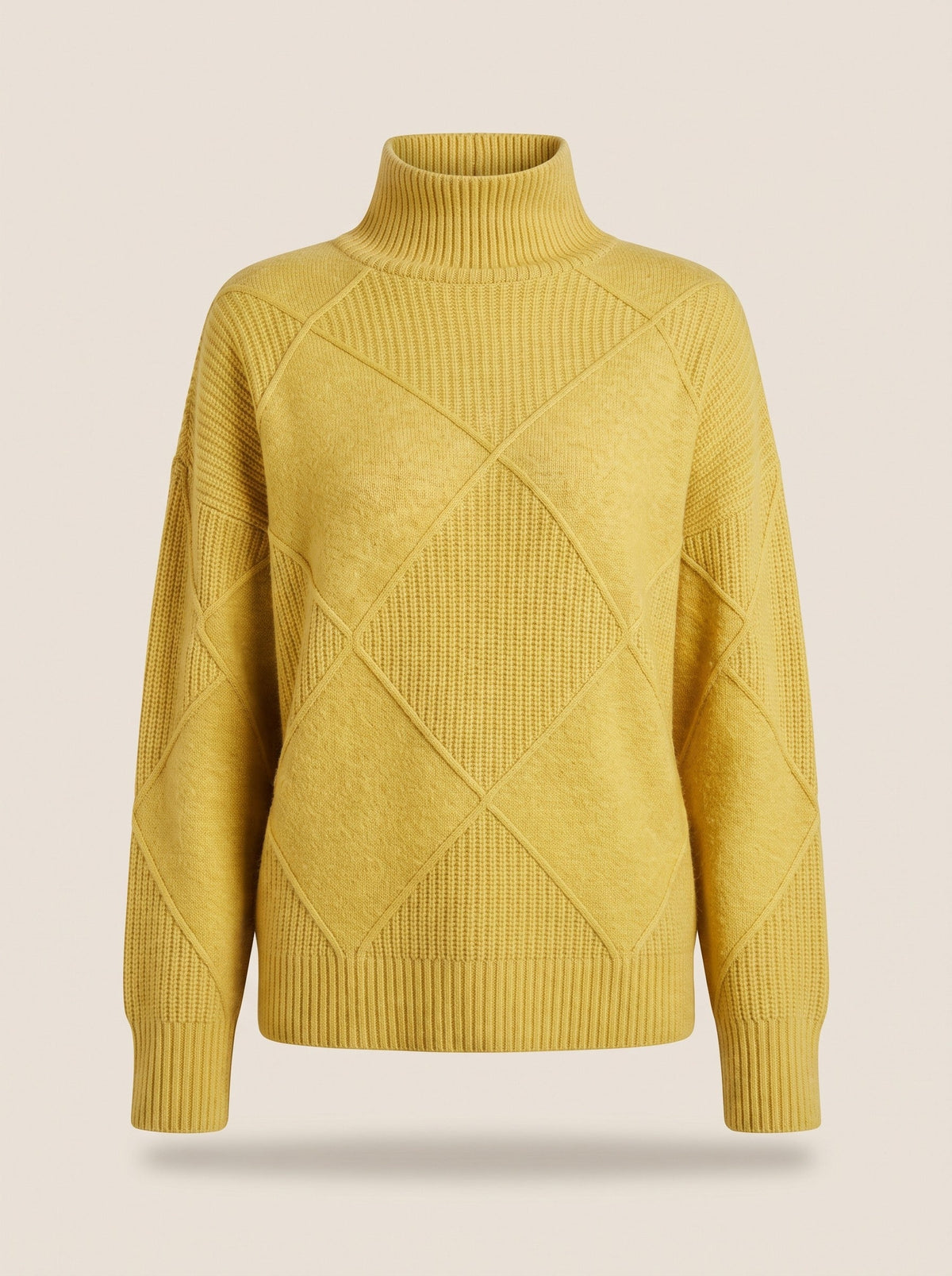 Women's Diamond Knit Turtleneck Jumper – Yellow – packshot