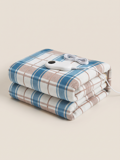 Electric Heated Blanket – Blue Check – product view