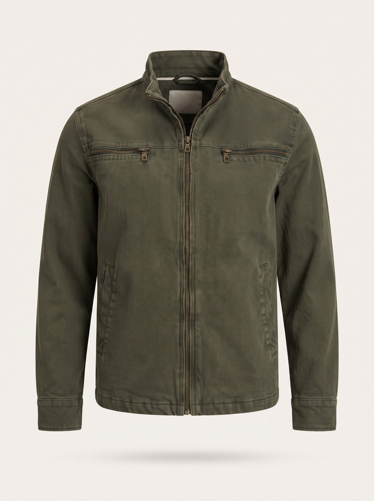 Men's Stand Collar Zip Jacket – Army Green – packshot