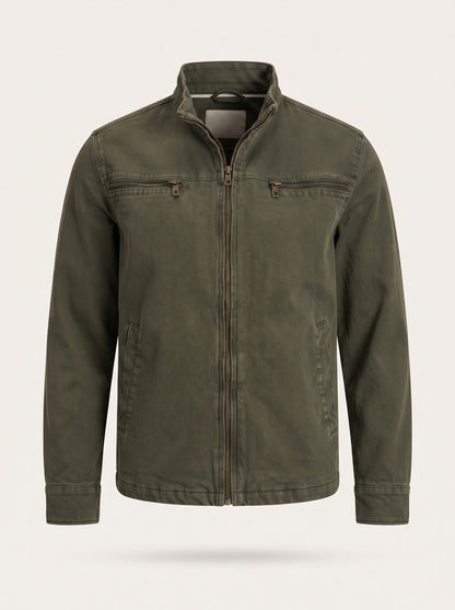 Men's Stand Collar Zip Jacket – Army Green – packshot