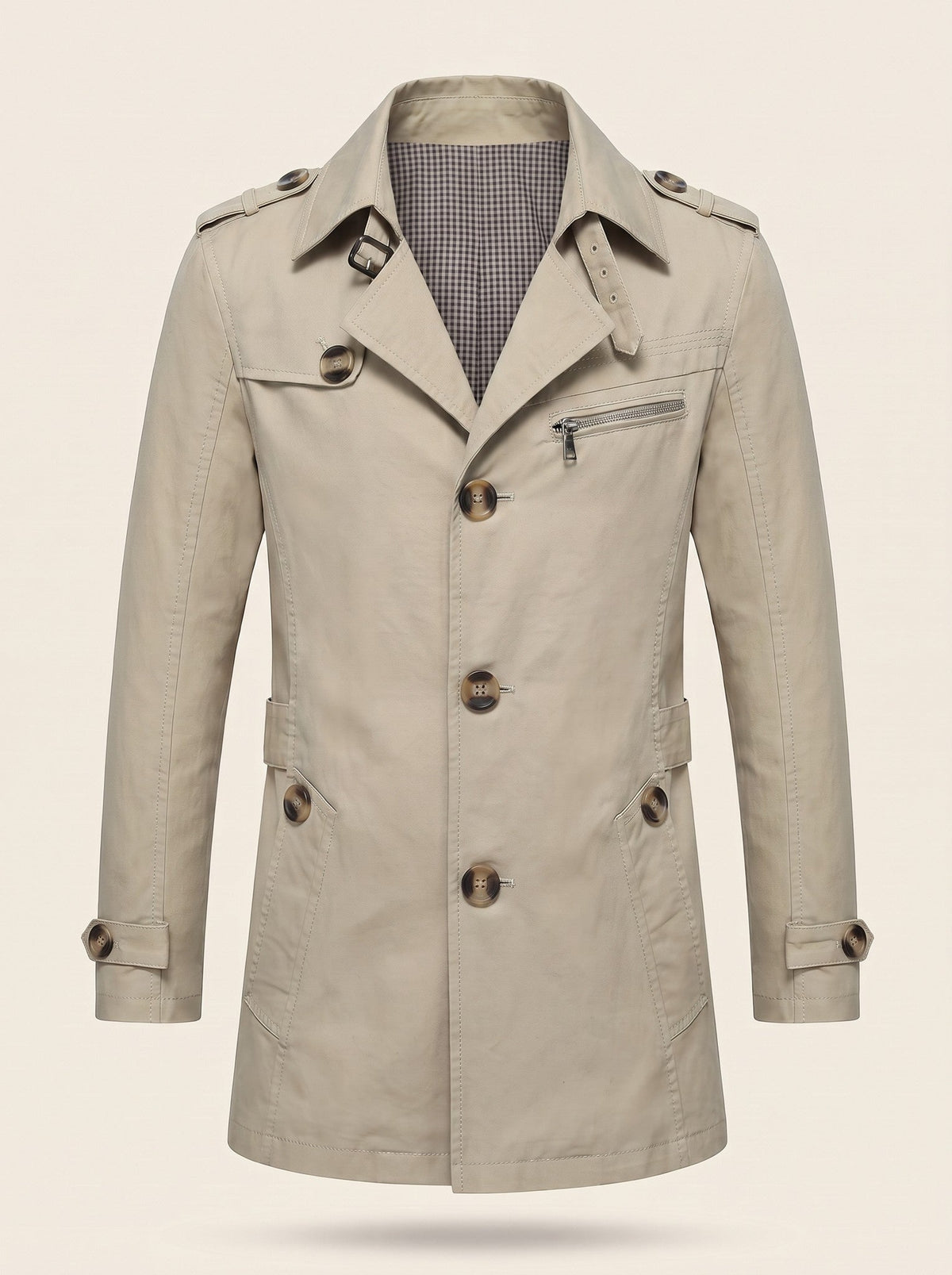 Men's Mid-Length Trench Coat – Beige – packshot
