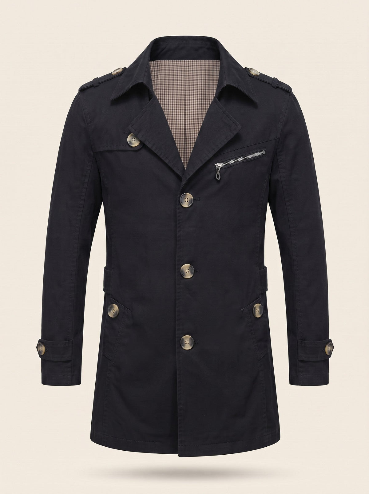 Men's Mid-Length Trench Coat – Black – packshot