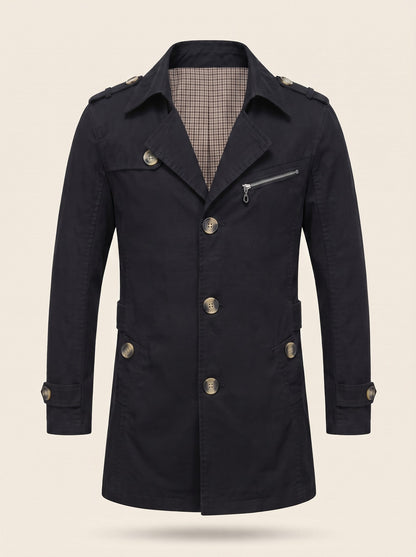 Men's Mid-Length Trench Coat – Black – packshot