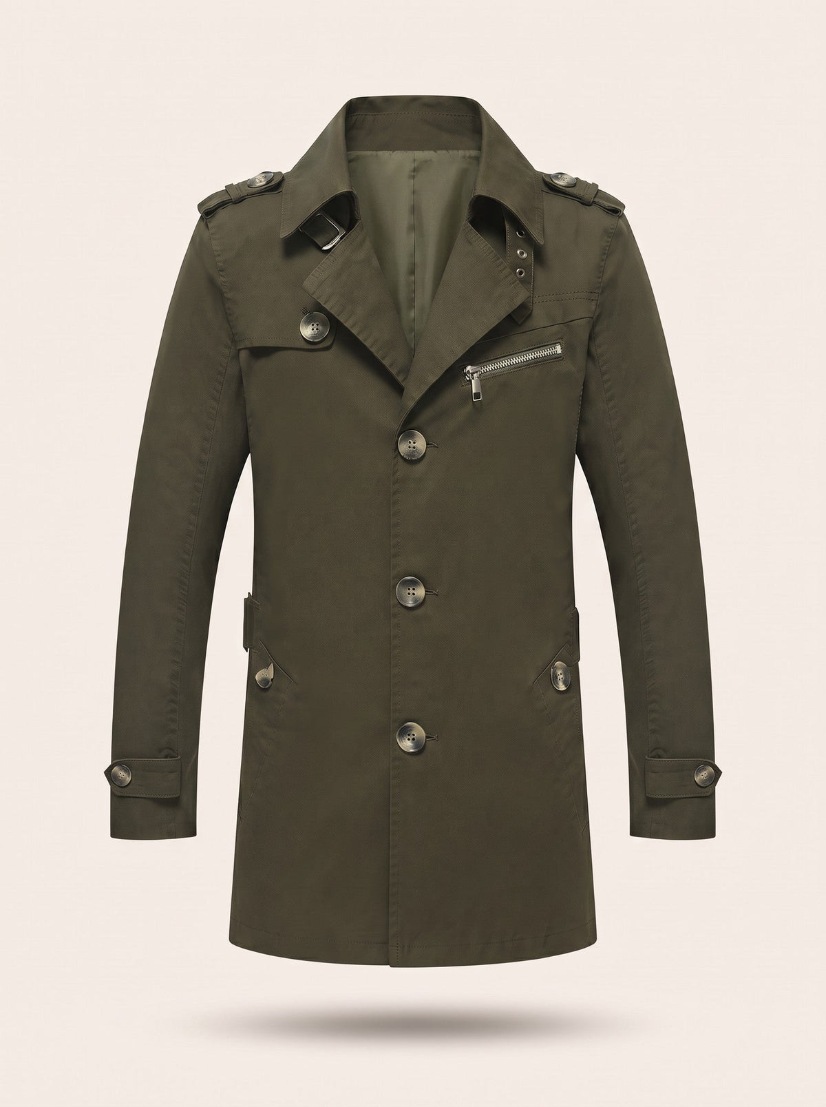 Men's Mid-Length Trench Coat – Green – packshot