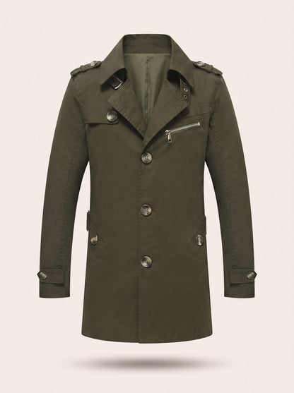 Men's Mid-Length Trench Coat – Green – packshot