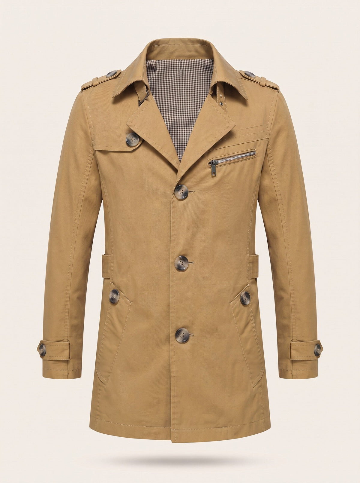 Men's Mid-Length Trench Coat – Khaki – packshot