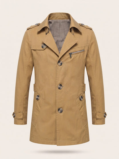Men's Mid-Length Trench Coat – Khaki – packshot