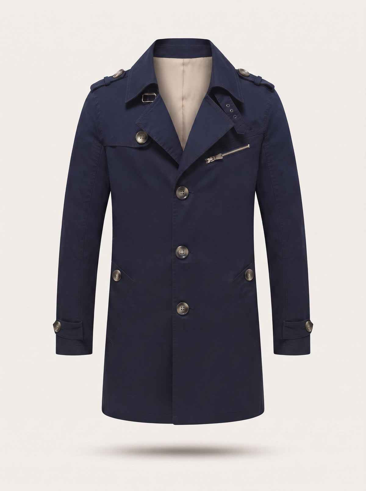 Men's Mid-Length Trench Coat – Navy – packshot