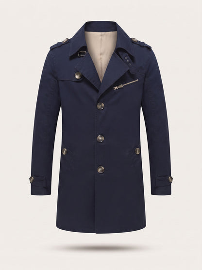 Men's Mid-Length Trench Coat – Navy – packshot