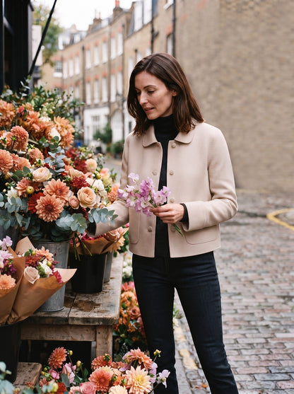 Women's Cropped Wool-Look Jacket – Beige – lifestyle