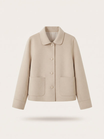Women's Cropped Wool-Look Jacket – Beige – packshot